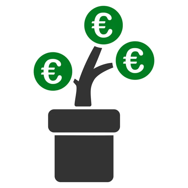 Euro drzewo garnek płaskie wektor ikona — Wektor stockowy