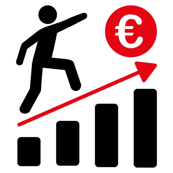 Euro iş büyüme düz vektör simgesi — Stok Vektör