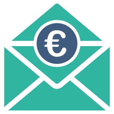Euro posta düz vektör simgesi