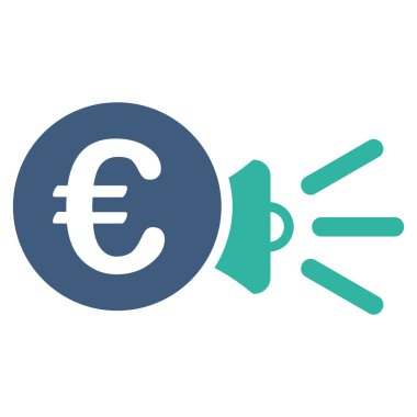 Euro megafon reklamlar düz vektör simgesi