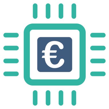 Euro işlemci düz vektör simgesi