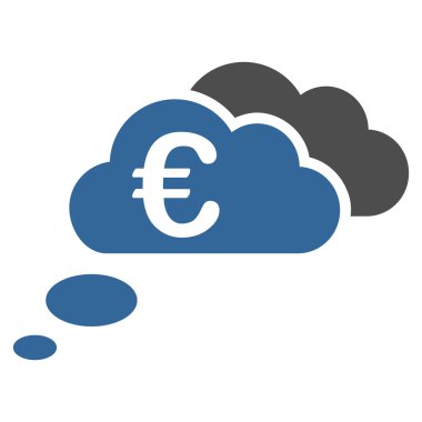 Euro rüya bulutlar düz vektör simgesi