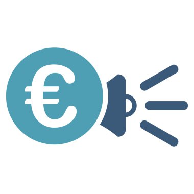Euro megafon reklamlar düz vektör simgesi