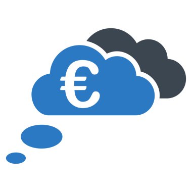 Euro rüya bulutlar düz vektör simgesi