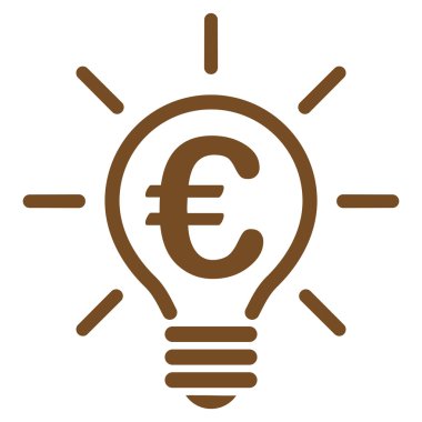 Euro fikir ampul düz vektör simgesi