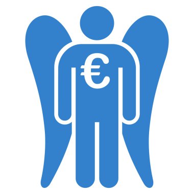 Euro melek yatırımcı düz vektör simgesi