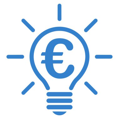 Euro fikir ampul düz vektör simgesi