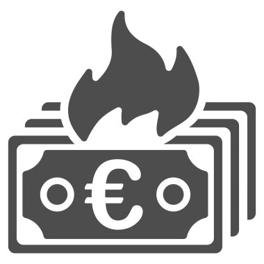 Euro banknot düz vektör simge yanmak