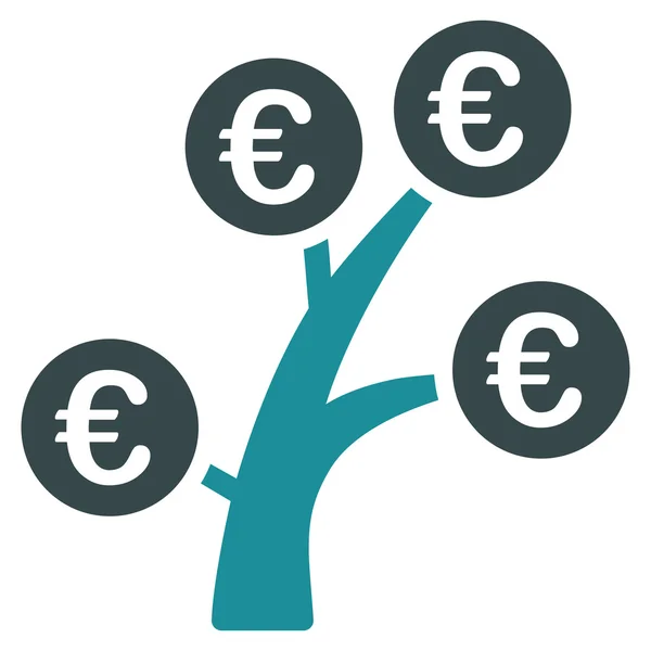 Euro peníze strom ploché vektorové ikony — Stockový vektor