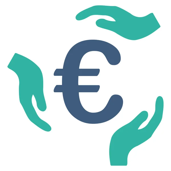 Euro Care Hands Flat Vector Icon — Stock Vector