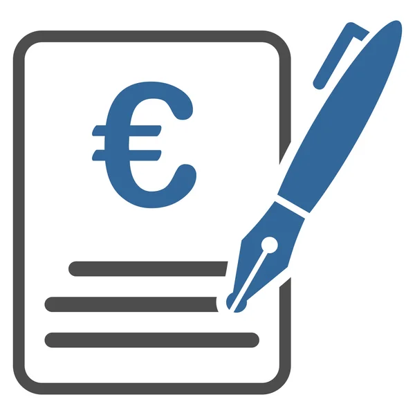 Ikona plochých Vector podpisu smlouvy euro — Stockový vektor