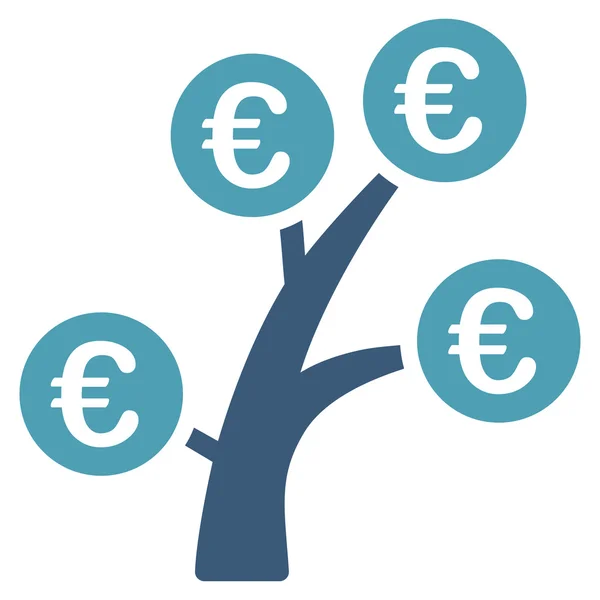 Euro Money Tree Flat Vector Icon — Stock Vector