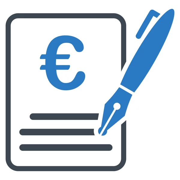 Εικονίδιο επίπεδη διάνυσμα υπογραφής σύμβασης ευρώ — Διανυσματικό Αρχείο