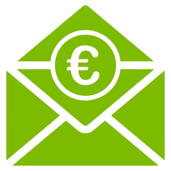 Euro Mail Flat Vector Icono — Vector de stock