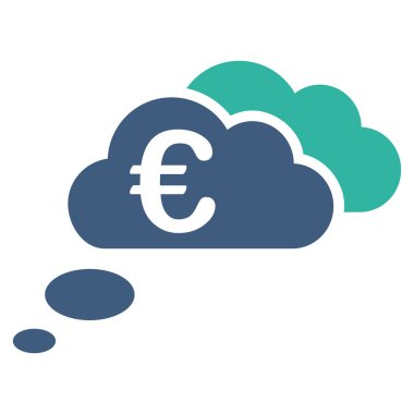 Euro rüya bulutlar düz glif simgesi