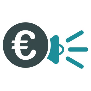 Euro megafon reklamlar düz glif simgesi