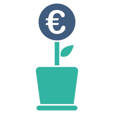 Euro proje Pot düz glif simgesi