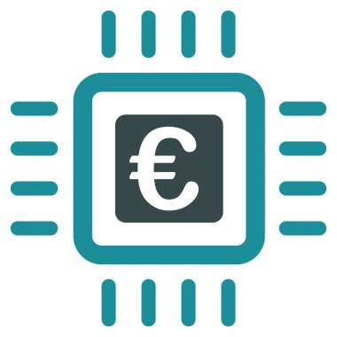 Euro işlemci düz glif simgesi