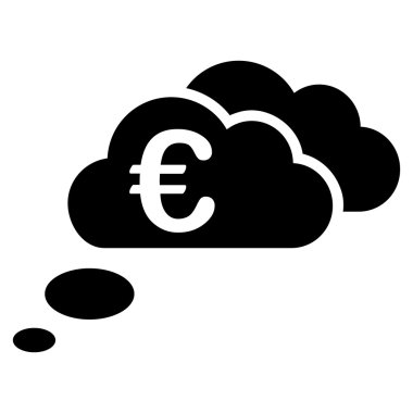 Euro rüya bulutlar düz glif simgesi