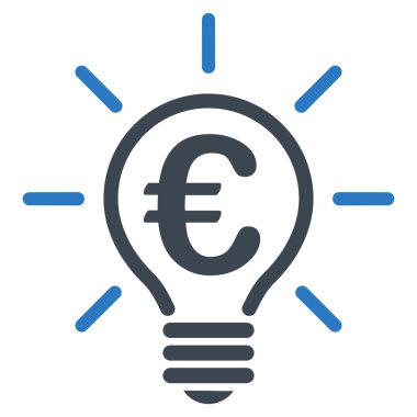 Euro fikir ampul düz glif simgesi