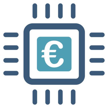 Euro işlemci düz glif simgesi