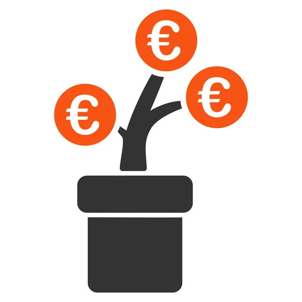 Euro Tree Pot Flat Glyph Icon — Stock Photo, Image