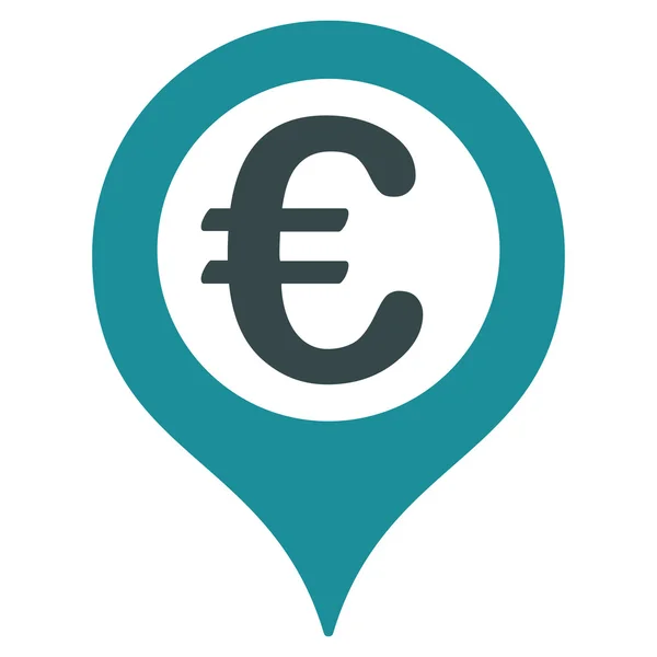 Euro z płaskim Geotargeting glifów ikona — Zdjęcie stockowe