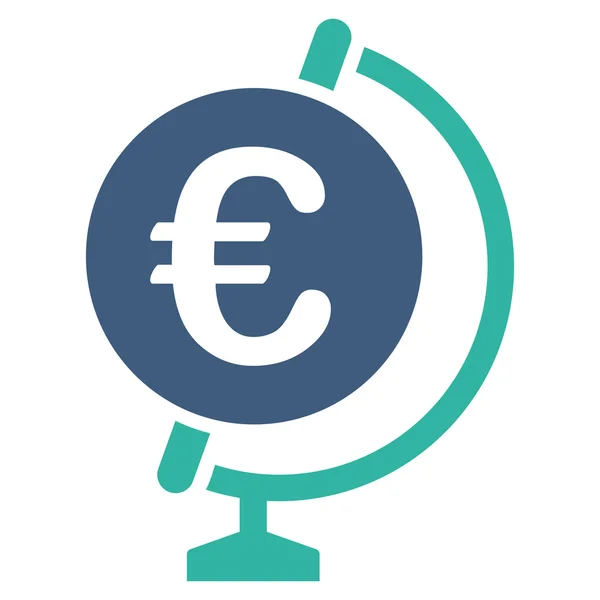 Euro Globe Flat Glyph Icon — Stock Photo, Image