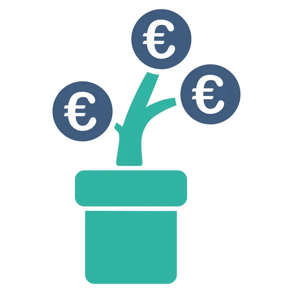 Euro Tree Pot Flat Glyph Icon — Stock Photo, Image