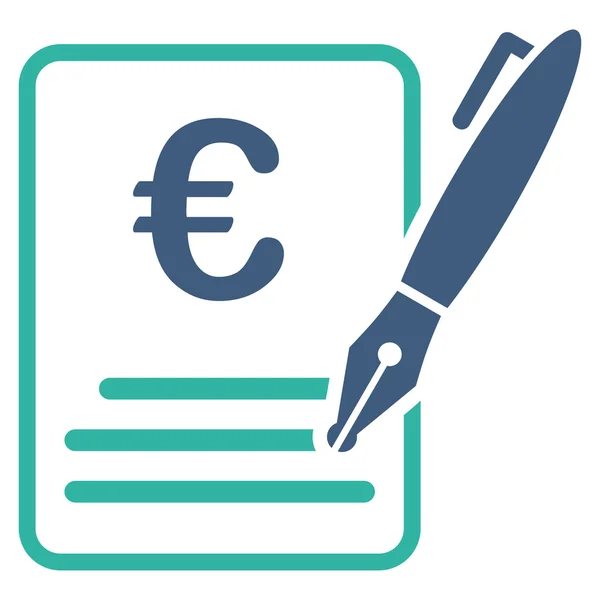Ikona płaskie glifów podpisu umowy euro — Zdjęcie stockowe