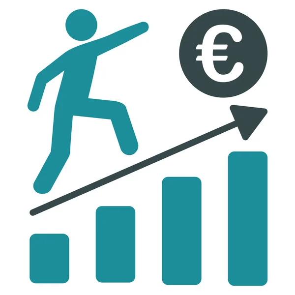 Euro Business Growth Flat Glyph Icon