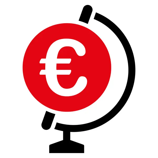 Ikona globu w płaskie glifów euro — Zdjęcie stockowe