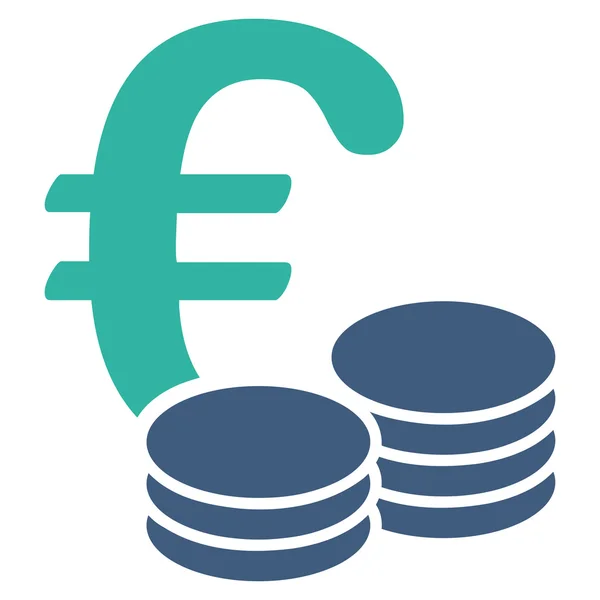 Euro Coins Flat Glyph Icon — Stock Photo, Image