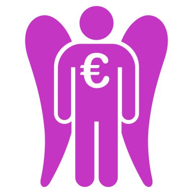 Euro melek yatırımcı düz vektör simgesi