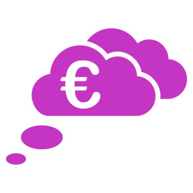 Euro rüya bulutlar düz vektör simgesi