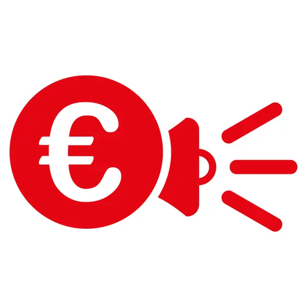 Euro Megaphone Anúncios Flat Vector Icon — Vetor de Stock