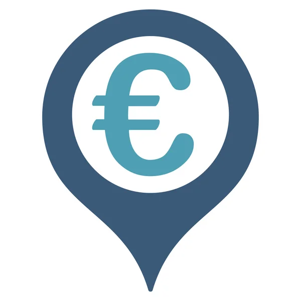 Euro z płaskim Geotargeting glifów ikona — Zdjęcie stockowe