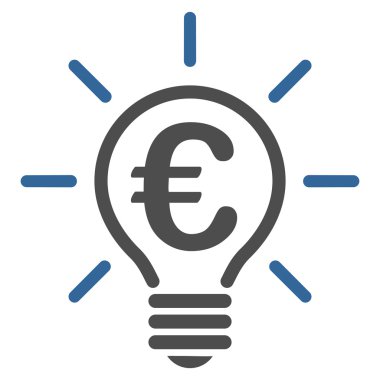 Euro fikir ampul düz glif simgesi