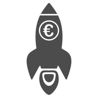 Euro roket fırlatma düz glif simgesi