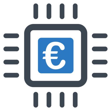 Euro işlemci düz glif simgesi