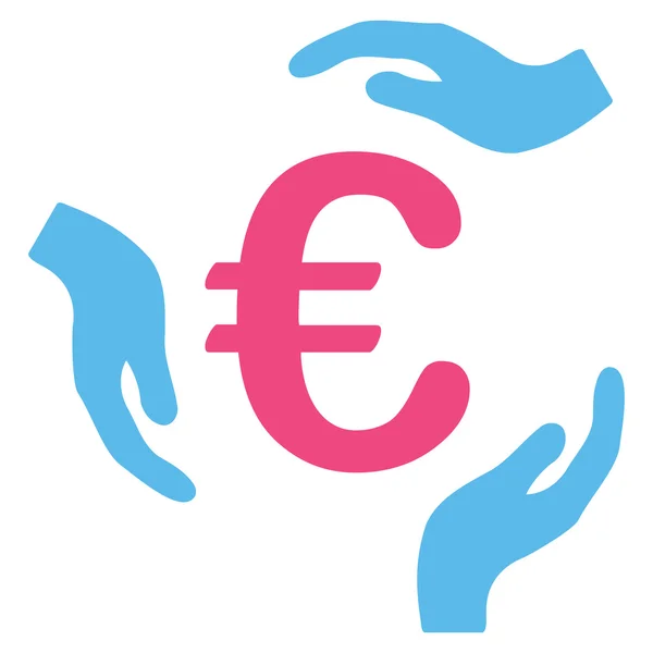 Euro ellátás kezét lapos karakterjel ikon — Stock Fotó