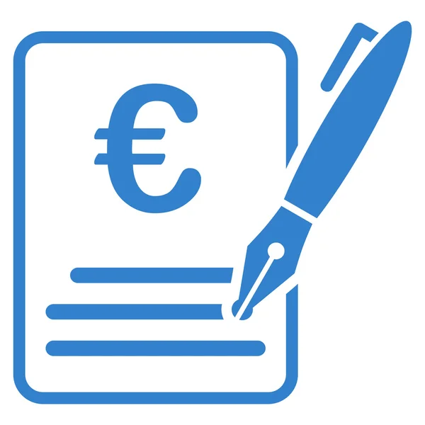 Euro Contrato Firma Flat Glyph Icono — Foto de Stock