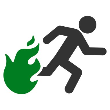 Adam düz vektör simgesi çalışan ateş