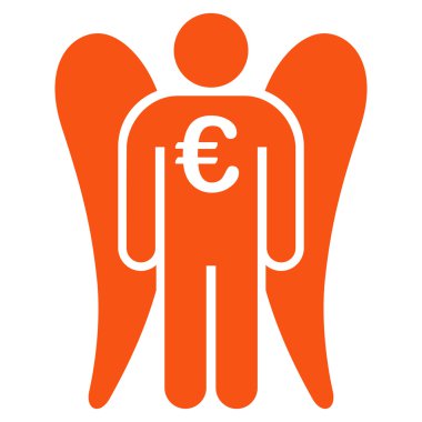 Euro melek yatırımcı düz glif simgesi