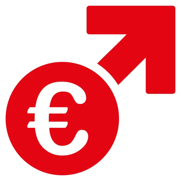 Ευρώ αύξηση επίπεδη γλύφου εικονίδιο — Φωτογραφία Αρχείου
