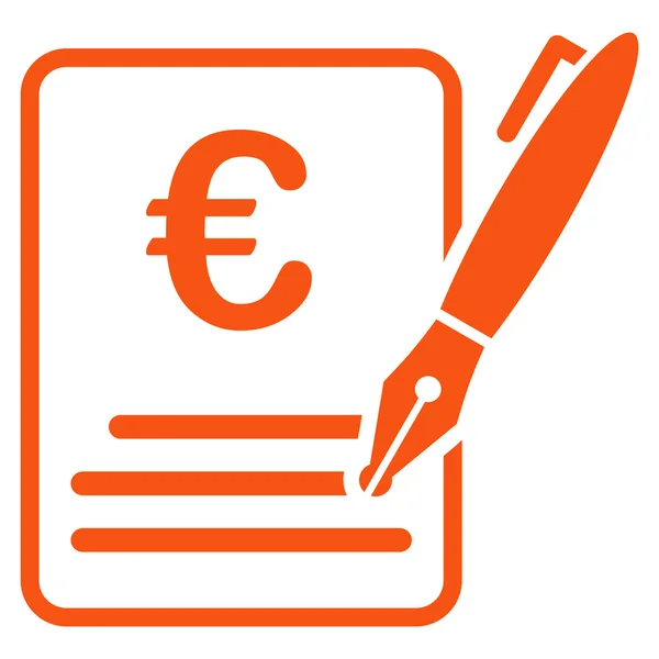 Euro Contract Signature Flat Glyph Icon — Stock Photo, Image