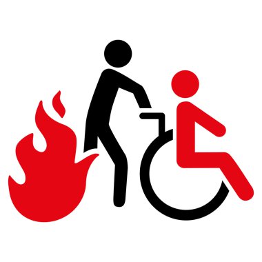 Yangın hasta tahliye düz vektör simgesi