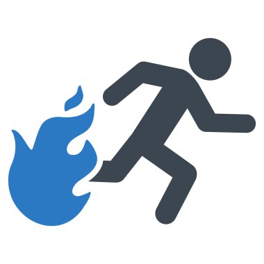 Adam düz vektör simgesi çalışan ateş