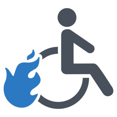 Engelli kişi düz vektör simgesi ateş