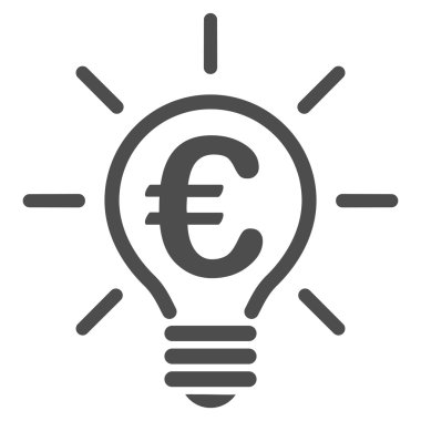 Euro fikir ampul düz glif simgesi